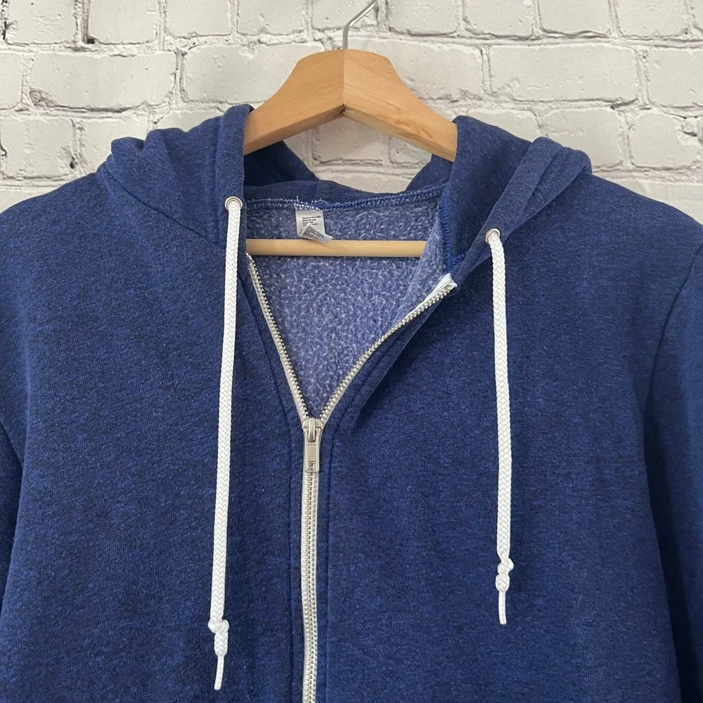 American Apparel Navy Blue Heather Zip Up Hoodie Size Medium Made in USA
